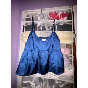 Women's Hollister: Blue Satin Top